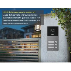 Visiophone de copropriété 3 boutons avec lecteur de badge RFID intégré