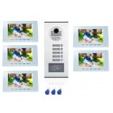Visiophone couleur pour 5 logements, 5 appartements avec lecteur RFID intégré