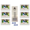 Interphone vidéo couleur pour 6 logements / appartements avec lecteur RFID