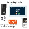 Visiophone connecté wifi en 2 fils avec digicode intégré et lecteur de badges