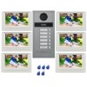 Visiophone couleur pour 6 logements / appartements avec lecteur RFID
