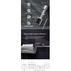Cylindre étanche IP65 pour serrure de porte à codes, RFID & Smartphone
