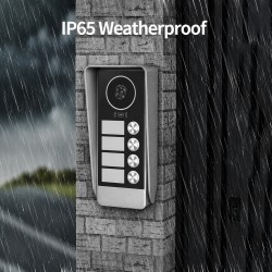 Platine de rue IP65 protégée contre la pluie et la poussière. Installation extérieure durable sur un immeuble ou une résidence.