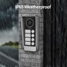 Platine de rue IP65 protégée contre la pluie et la poussière. Installation extérieure durable sur un immeuble ou une résidence.