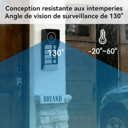 Platine de visiophone extérieur résistante aux intempéries avec caméra grand-angle de 130 degré